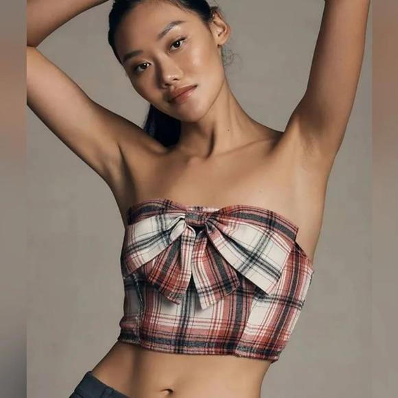 Anthropologie Strapless Bow Bandeau Crop Top - Picture 1 of 3